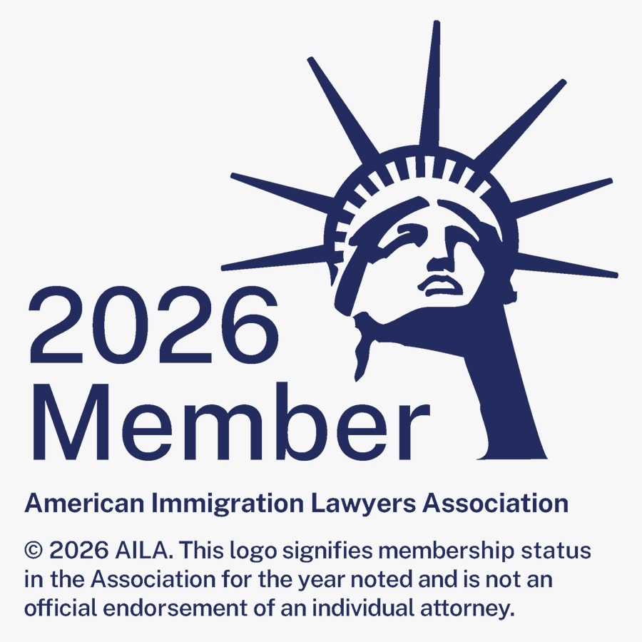 2026 Member logo for the American Immigration Lawyers Association featuring a stylized Statue of Liberty.