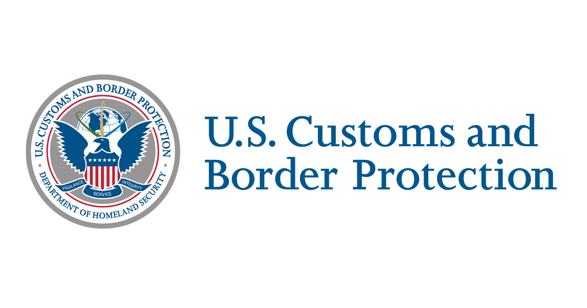 Logótipo e selo oficial do U.S. Customs and Border Protection (CBP) sobre fundo branco